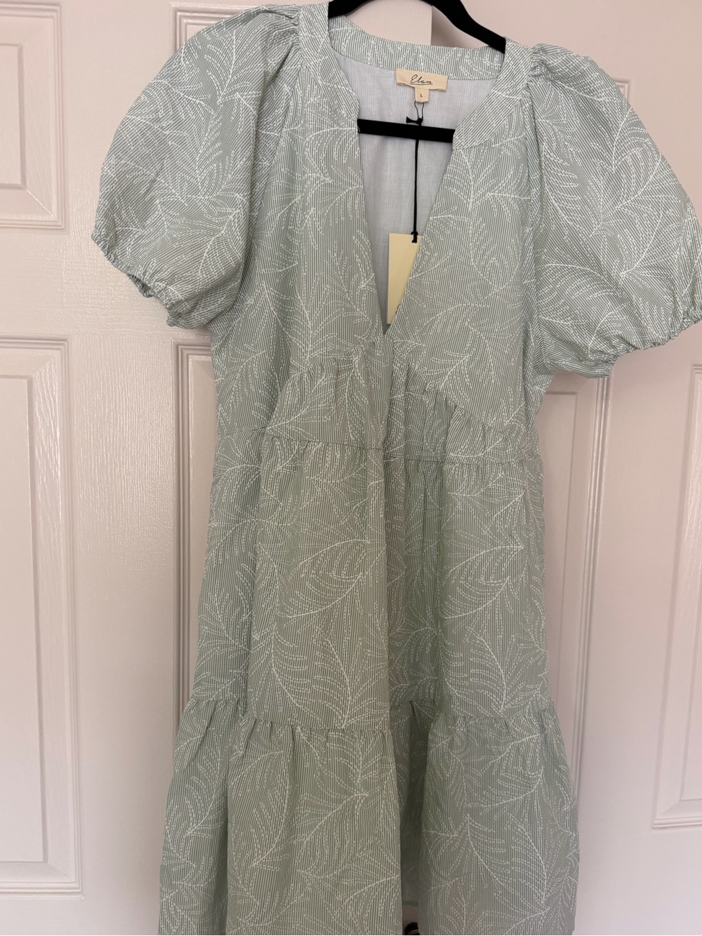 Elan Puff Sleeve Embroidered Baby Doll Dress -NWT Size L